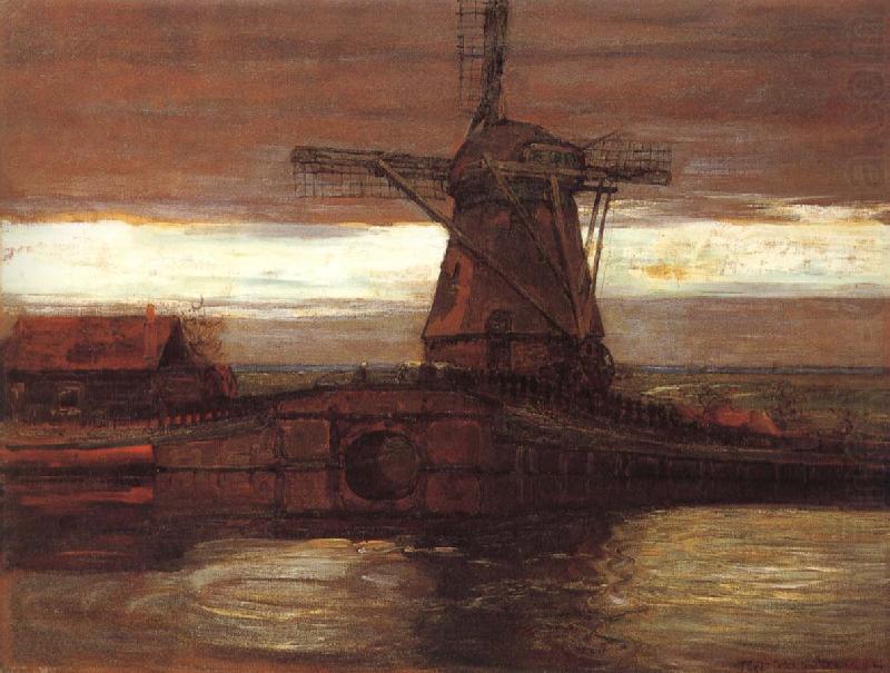 Mill in the moonlight, Piet Mondrian
